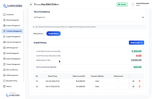 Lunivo POS advanced financials overview